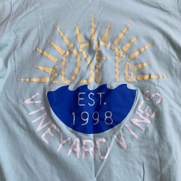 Vineyard Vines Pullover Top Hooded Teal Thin Lightweight Women’s Small Tiny FLAW - Picture 3 of 8